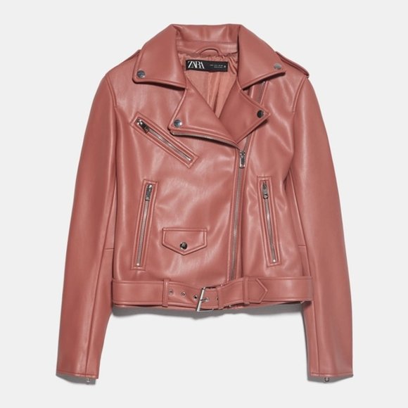 Zara Jackets & Blazers - ZARA Faux Leather Biker Moto Jacket Marsala